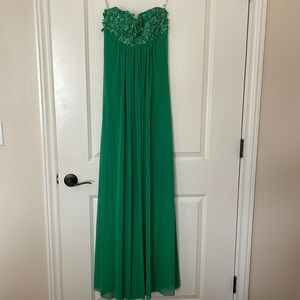 Jovani Formal green strapless gown..